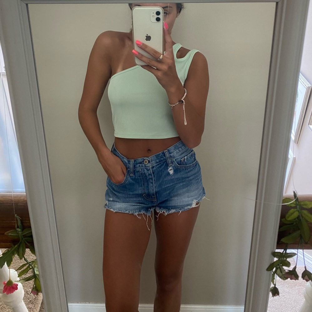 Neon green off the shoulder top